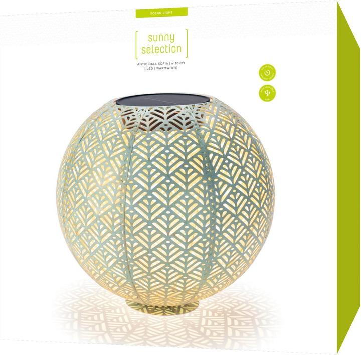Produktbild STT Windlicht Solar Antic Ball Sofia, Ø 30 cm, Aqua