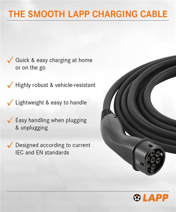 Actual product image Lapp Mobility EV-TYP2 Charging cable (Type 2, 22 kW, 32 A, 7 m)