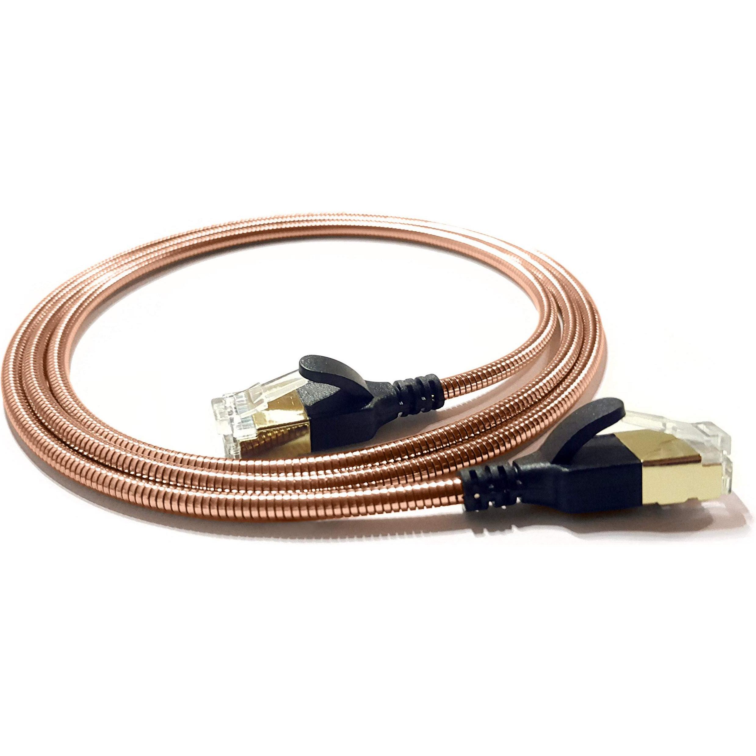 Wantec Wire Patchkabel gepanzert CAT6a 3,8mm kupferfarben 0,5m (F/UTP, CAT6, 0.50 m), Netzwerkkabel