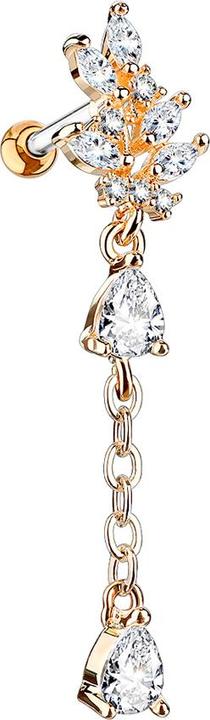 Produktbild Star Piercing Micro Barbell rosegold mit Anhänger Kristall (Chirurgenstahl 316L, Messing)