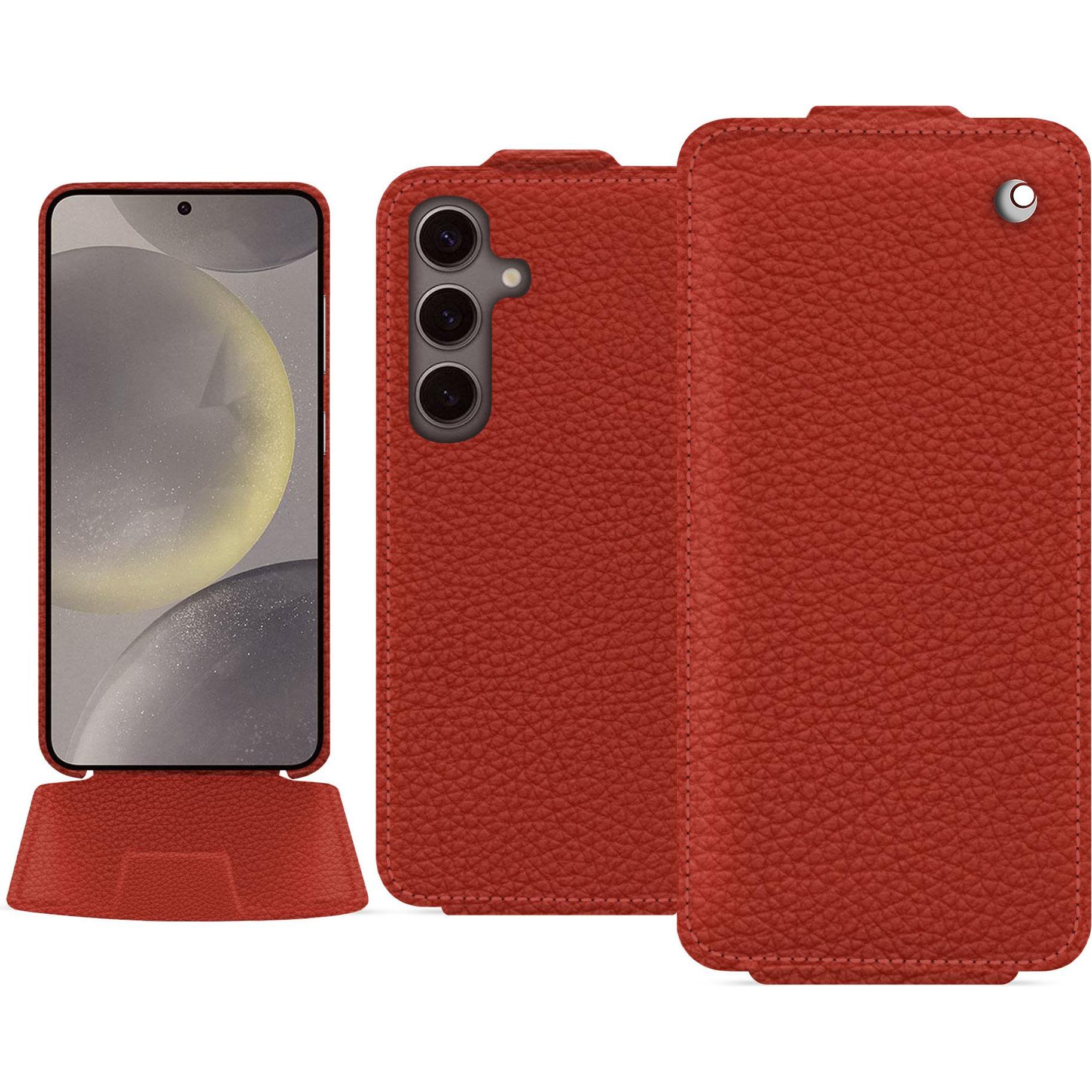 Noreve Lederschutzhülle vertikal (Samsung Galaxy S24), Smartphone Hülle, Orange