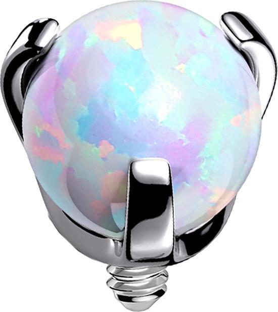 Actual product image Star Piercing Dermal Anchor silver ball opal white set (Titanium, without brass)