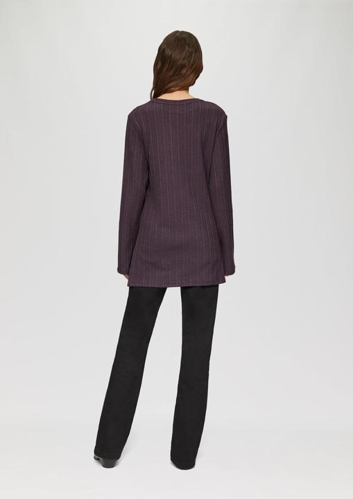 Actual product image S.Oliver T-Shirt Geripptes Longshirt mit seitlichen Schlitzen (S)
