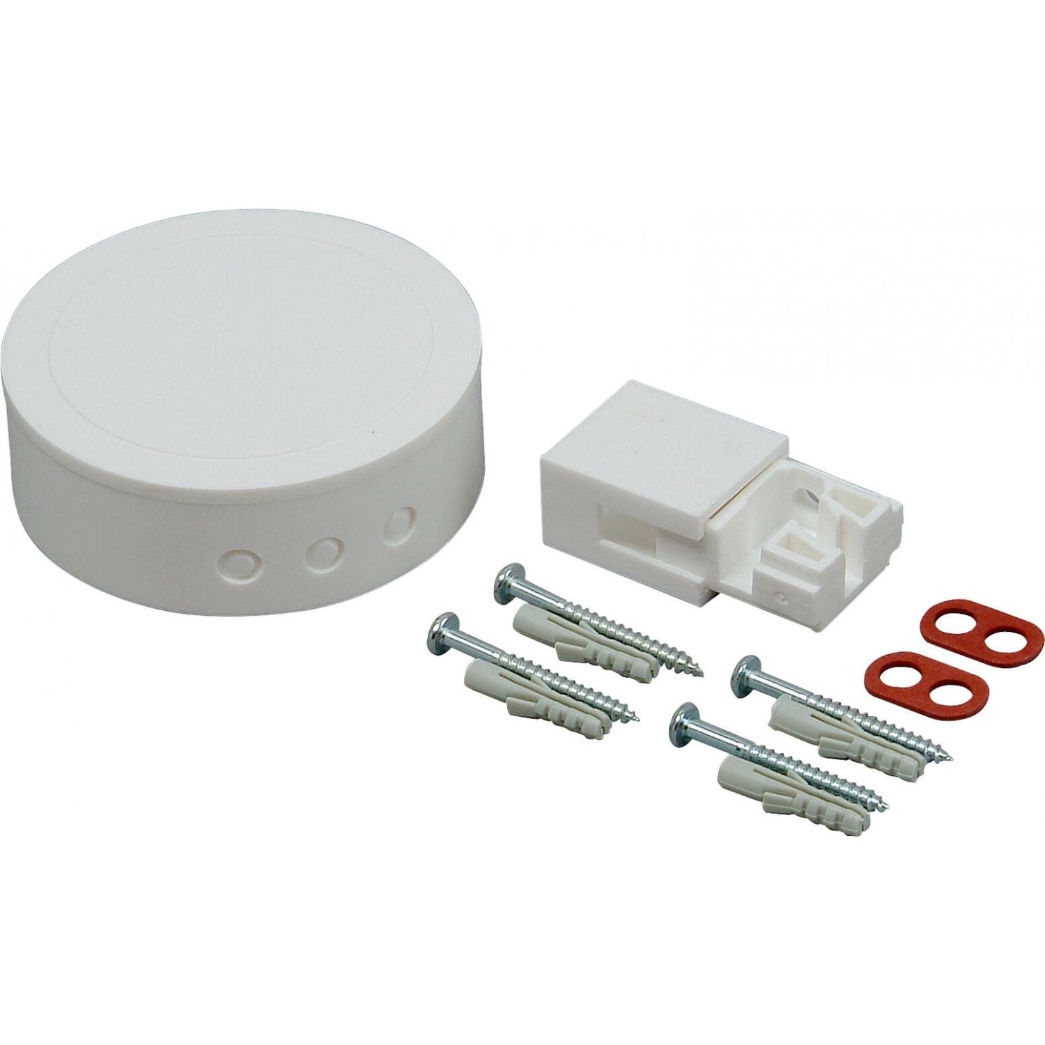 Steffen, Abzweigdose, Deckenverteilrosette 75mm weiss mit Lampenaufhänger und Zugentlastung