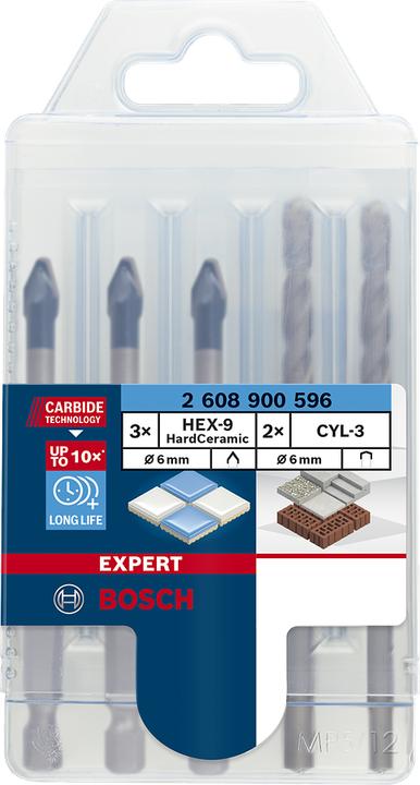 Produktbild Bosch Professional Zubehör EXPERT HEX-9 HardCeramic Bohrer Mixed Set, 6 mm, 5-tlg. (6 Millimeter)