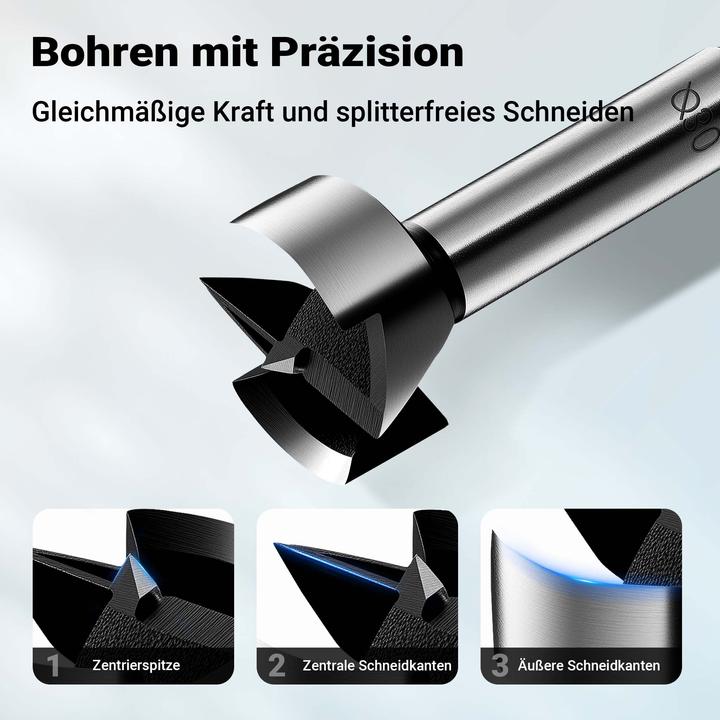 Actual product image Wiltec Forstner drill bit set 5-piece hole drill 15-35mm steel drill bit set (15-35 mm)