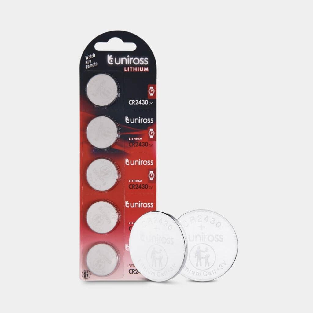 Uniross Lithium Button CR2430 3V - SP5 (5 pz., CR2430, 290 mAh), Batterie + pile