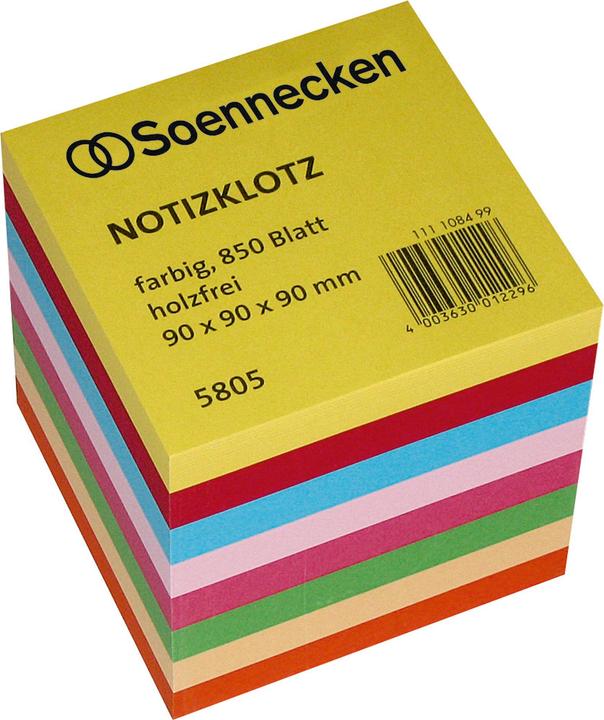 Image du produit Soennecken Bloc-notes Dimensions : 9 x 9 x 9 cm (l x h x p) Grammage : 80 g/m². (9 x 9 cm, 850 feuilles, 80 g/m²)