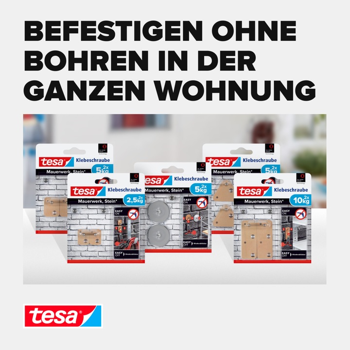 Produktbild tesa Klebeschraube für Mauerwerk & Stein, viereckig