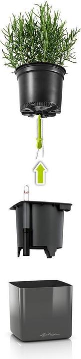 Produktbild Lechuza Pflanzentopf CUBE Glossy Titanium (14 cm)