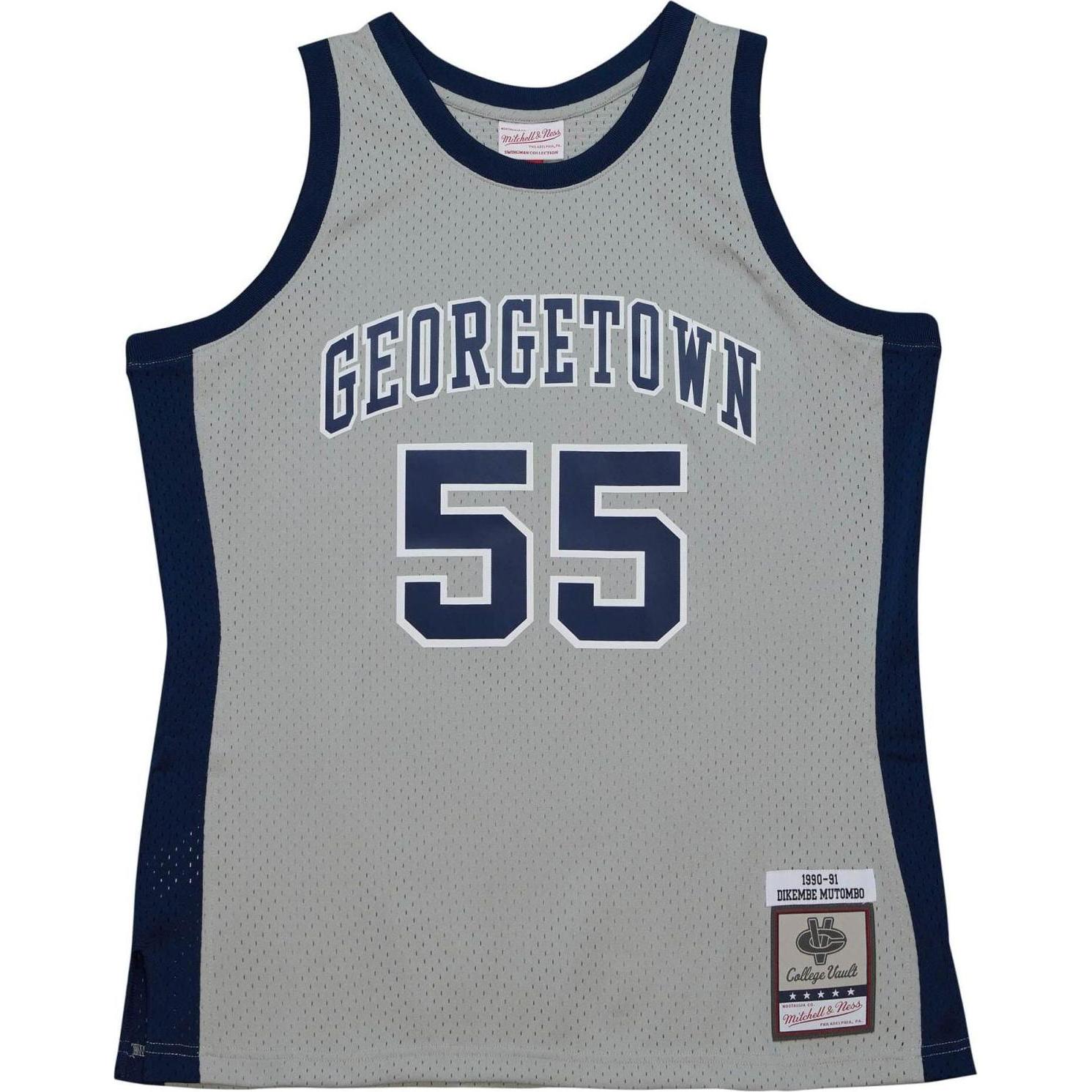 Thumbnail - Mitchell & Ness, Herren, Sportshirt, Dikembe Mutombo Georgetown University Swingman Jersey - S (S), Grau, S