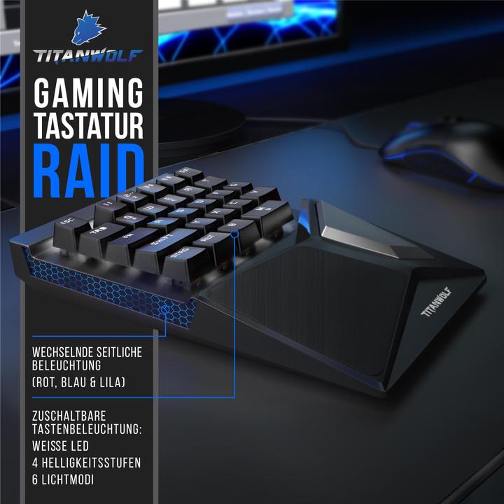 Actual product image Titanwolf Gaming keyboard, mechanical keypad keyboard with 28 keys, one-handed gaming keyboard (Germany, Cable)