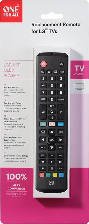 Actual product image One for All URC4911 - LG 2.0 Replacement Remote Control (Device-specific remote control, Infrared)