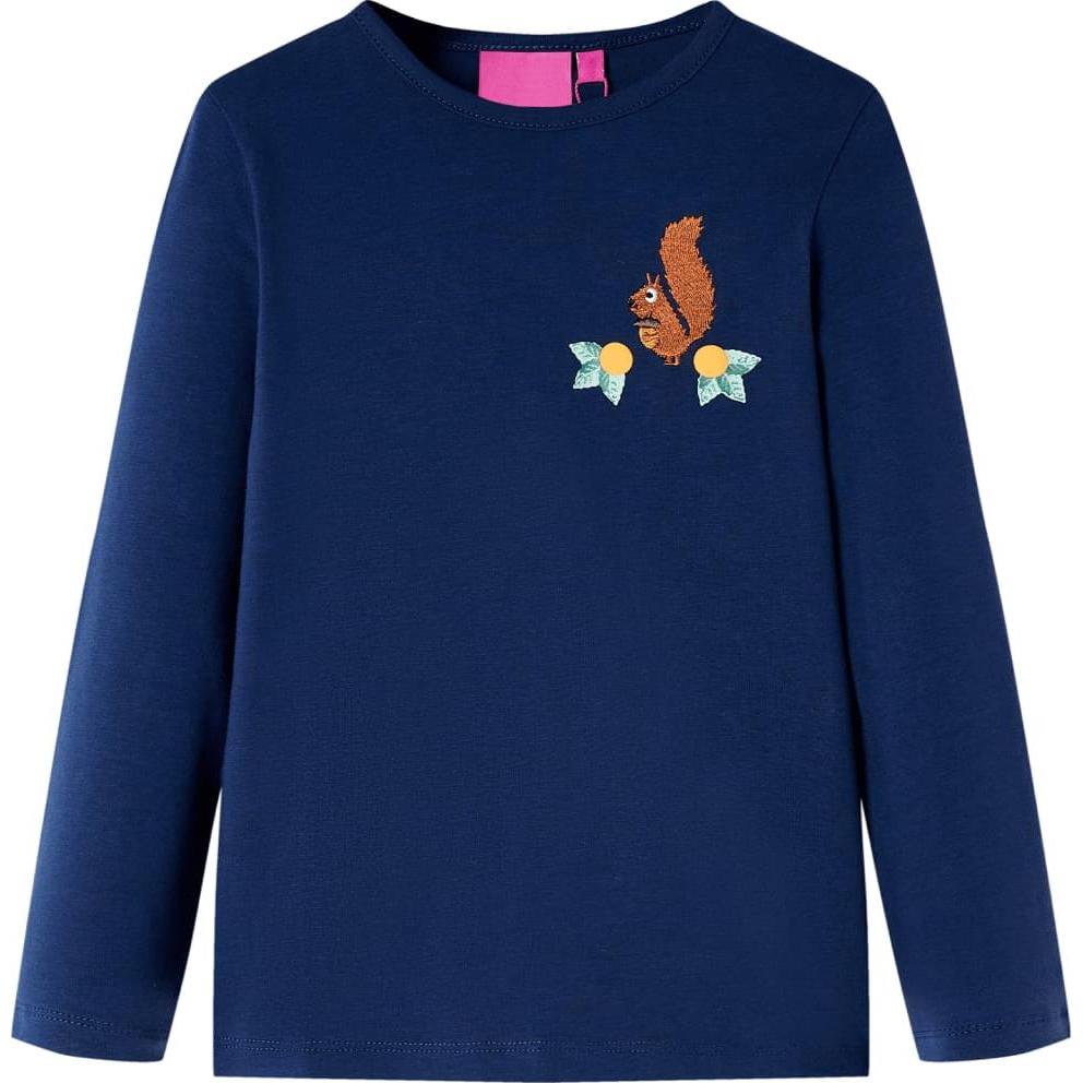 VidaXL, Jungen, Shirt, Kinder-Langarmshirt Marineblau 128,Material: 95 % Baumwolle, Blau, (128)