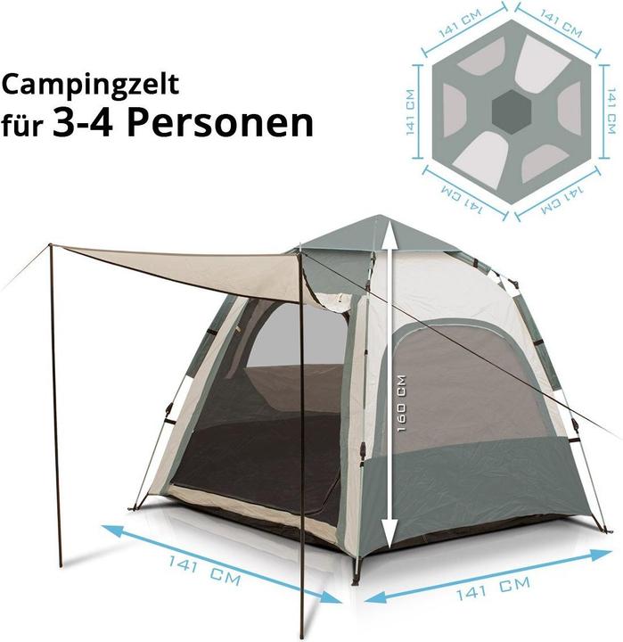 Produktbild Stahlwerk Campingzelt Z-273 ST 273 x 273 cm selbstaufbauendes Pop-Up-Zelt (4.50 kg, 4 Personen)