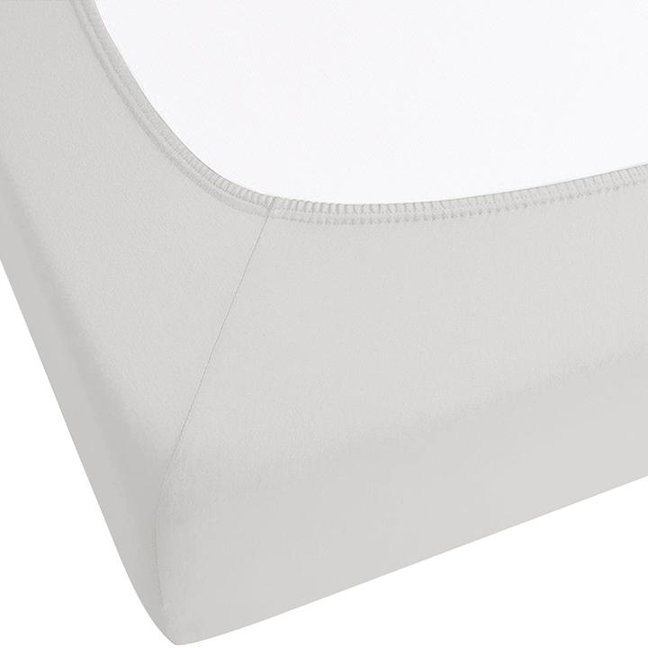 Actual product image Beliani Fitted sheet cotton light grey 200 x 200 cm JANBU (200 x 200 cm)