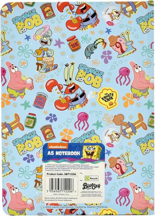 Actual product image Blue Sky Bob l'éponge - Carnet A5 (A5, Lined, Hardcover)