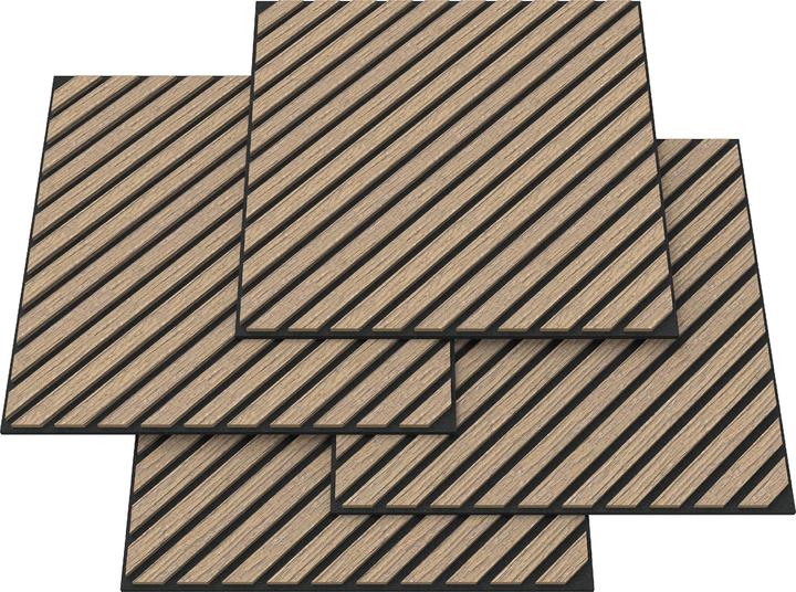 neu.holz Akustik-Wandpaneel 8er Set Vang diagonal 60x60 cm Walnussoptik, hell ()