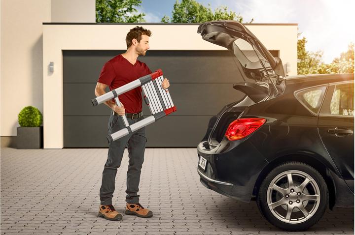 Actual product image Hailo Stepped telescopic single ladder Aluminium rungsSteps 9 max. total load 150 kg (Telescopic ladder, 265 cm)
