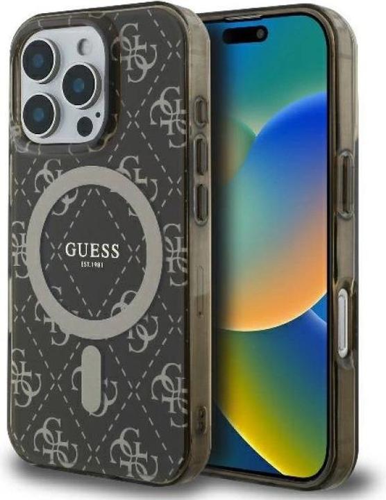 Actual product image Guess GUHMP16XH4DTEW iPhone 16 Pro Max 6.9" brązowy/brown hardcase IML 4G Background MagSafe (Apple iPhone 16 Pro Max)