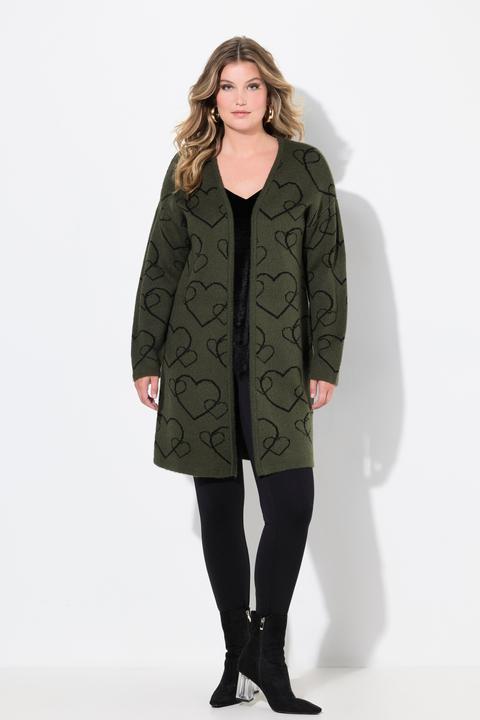 Actual product image Miamoda Heart Design Open Front Long Sleeve Sweater Cardigan (50, 52)