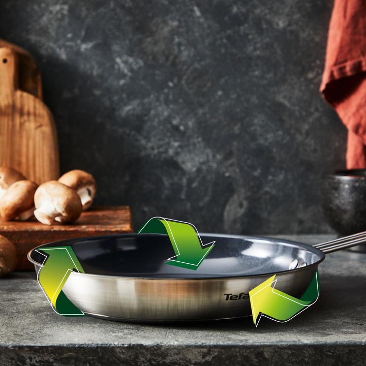 Actual product image Tefal Nordica Ceramic Koekenpan - Ã˜28 CM - Keramisch - PFAS-vrij - Inductie (H8710655) (28 cm, Stainless steel)