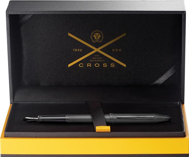 Actual product image Cross Fountain pen Century II matt black fine textured F gift box (Matt black fine-textured, 1 x)