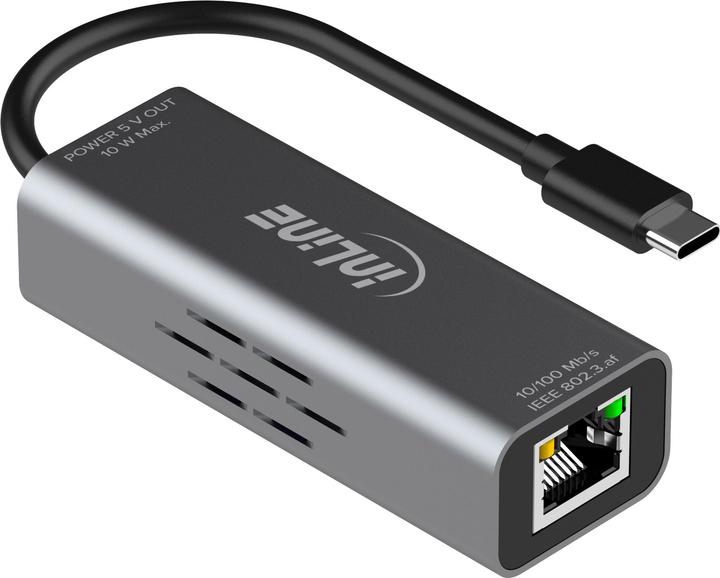 Actual product image InLine USB-C zu RJ45 PoE-Adapter mit Überspannungsschutz (USB-C, RJ45 (1x))
