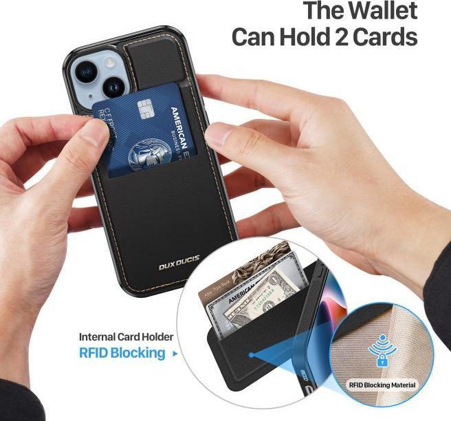 Produktbild Dux Ducis 3 in 1 Case for iPhone 14 Plus with MagSafe Wallet RFID Blocking Stand Rafi Mag - Black (Apple iPhone 14 Plus)