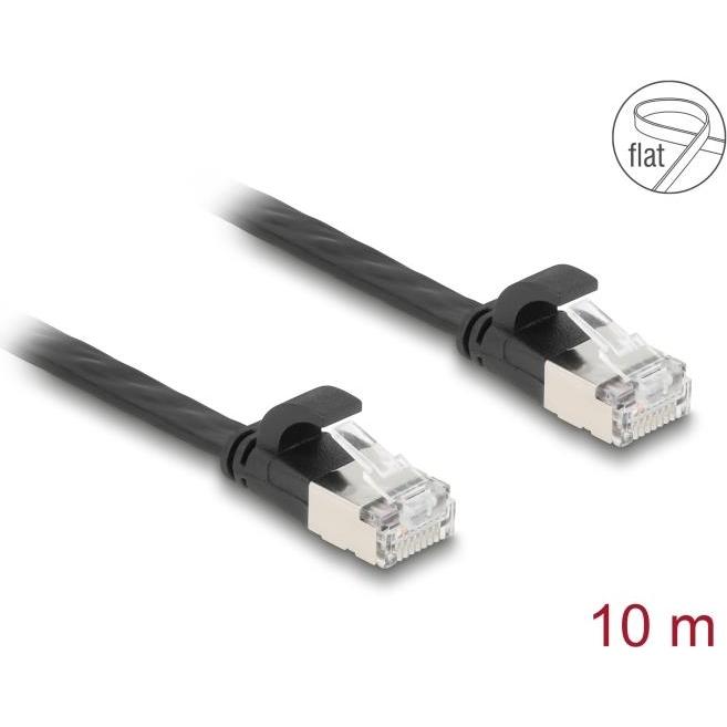 Delock RJ45 Flachband Patchkabel Stecker zu Stecker Cat.6A 1 (U/FTP, CAT6, 10 m), Netzwerkkabel