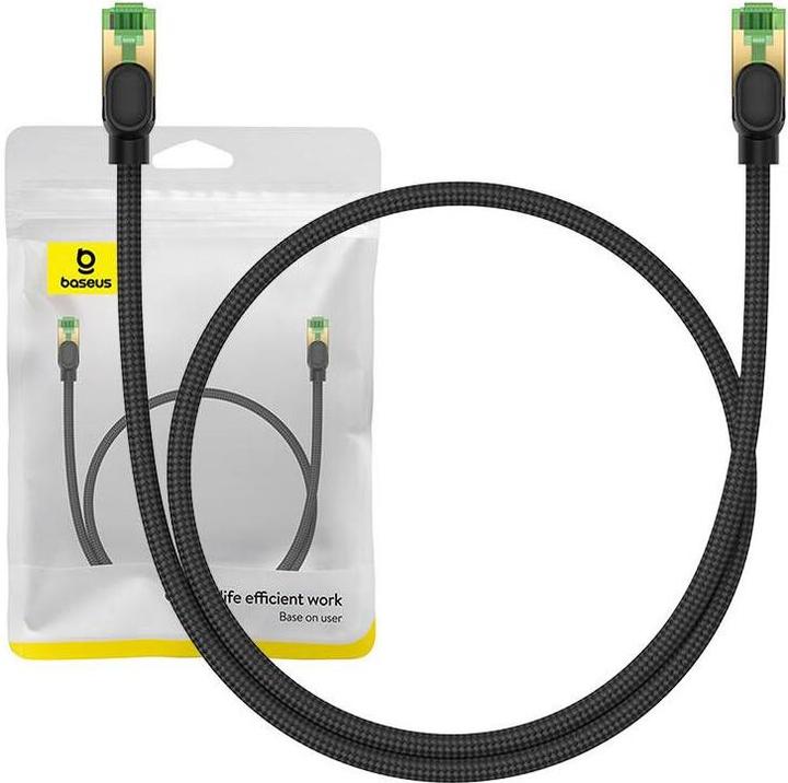 Produktbild Baseus Braided network cable cat.8 Ethernet RJ45, 40Gbps, 0,5m (black) (CAT8.1, 0.50 m)