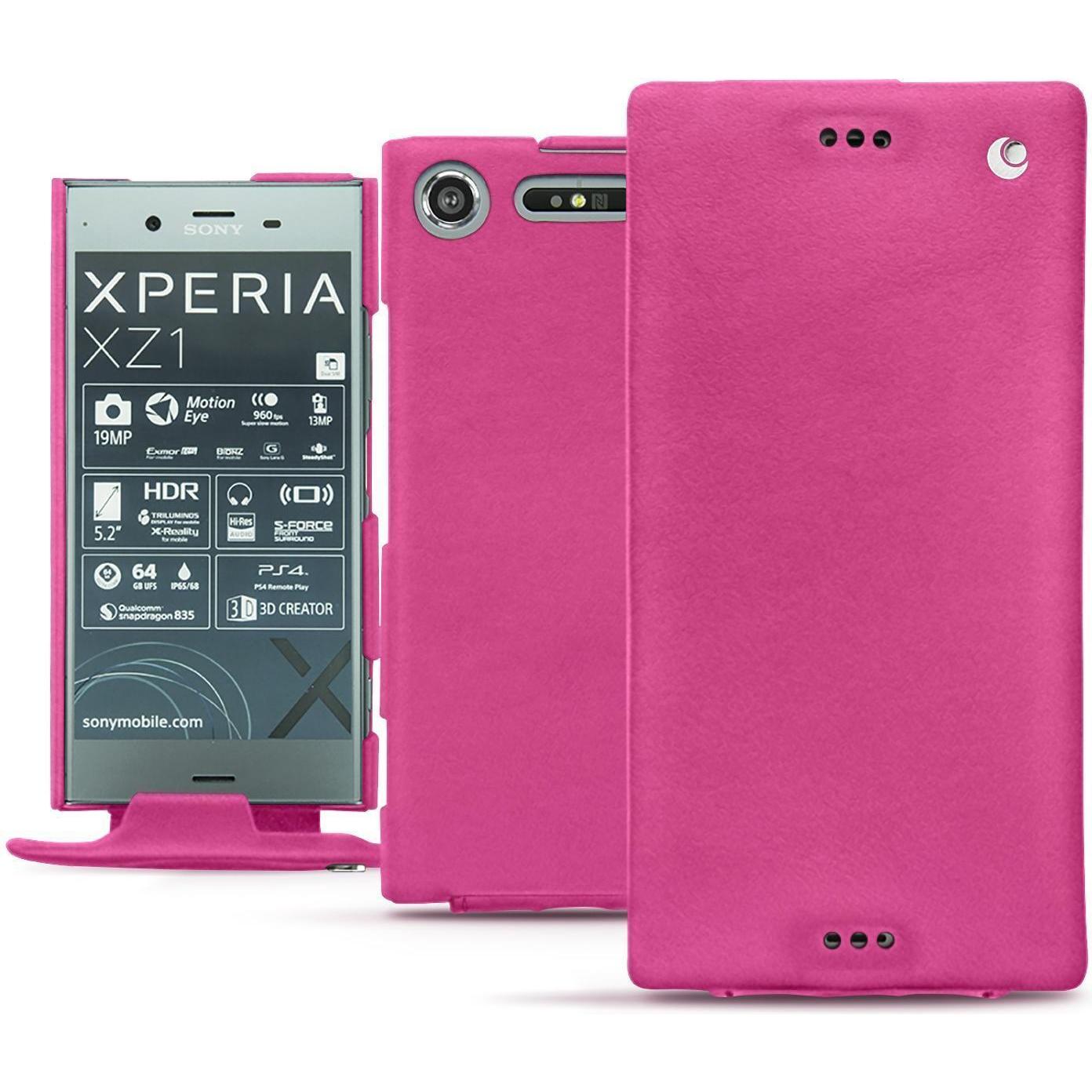 Thumbnail - Noreve Lederschutzhülle vertikal (Sony Xperia XZ1), Smartphone Hülle, Rosa