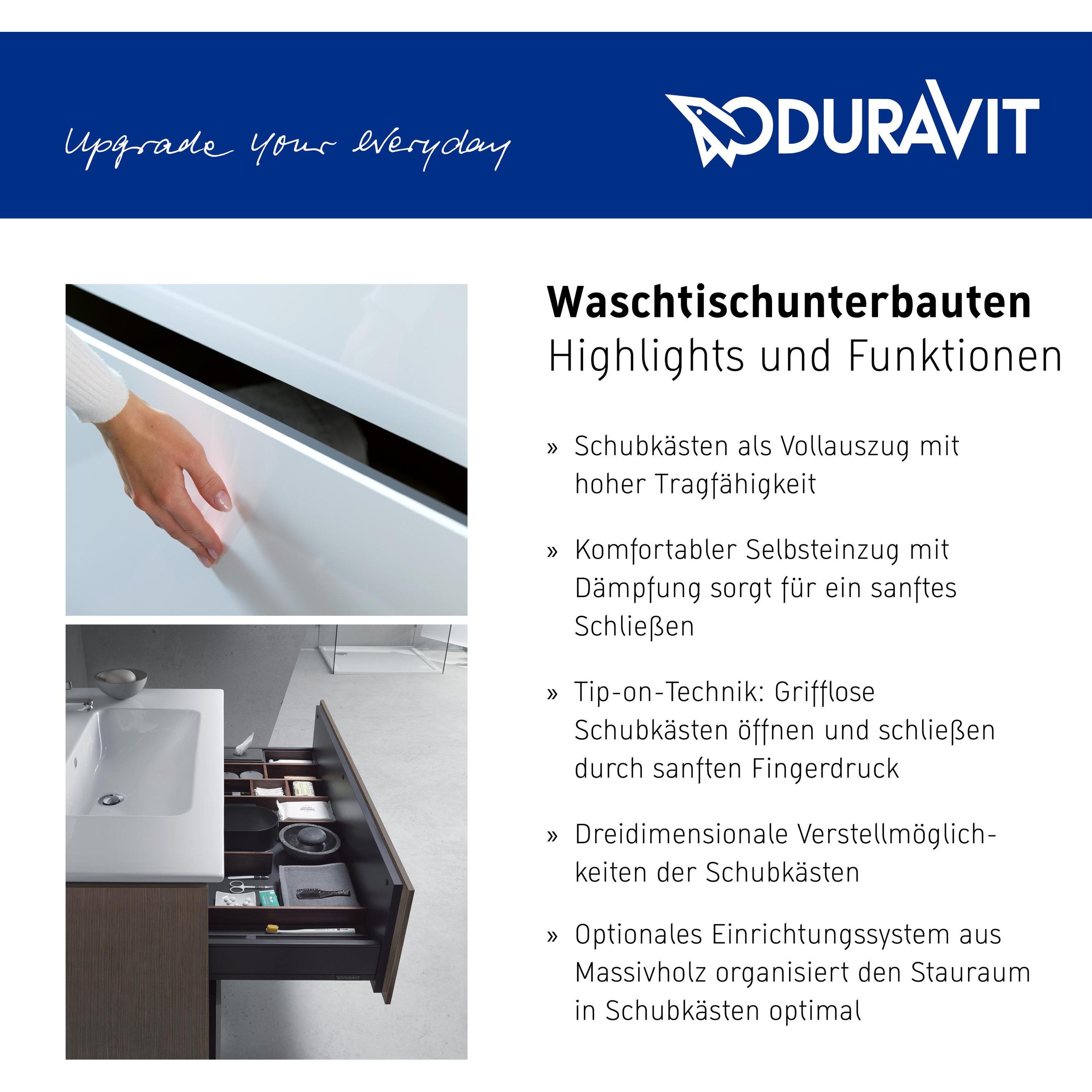 Thumbnail - Duravit, Waschbeckenunterschrank, No.1 Waschtischunterbau, 1 Auszug, 940x426x478mm, mit Siphonausschnitt, Innenschubkast...