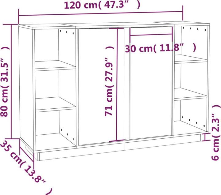 Image du produit VidaXL Sideboard 120x35x80 cm Massivholz Kiefer,Material (120 x 35 x 80 cm)