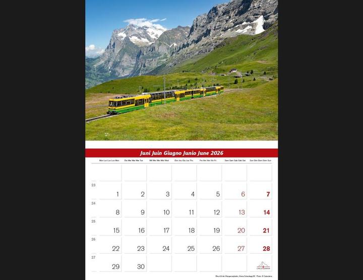 Produktbild Schweizer Eisenbahn 2026 (31.5 x 25 cm, Deutsch, Französisch, Italienisch, Englisch)