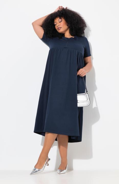 Produktbild Ulla Popken Maxikleid, A-Linie, Zipper, V-Ausschnitt, Halbarm (54)