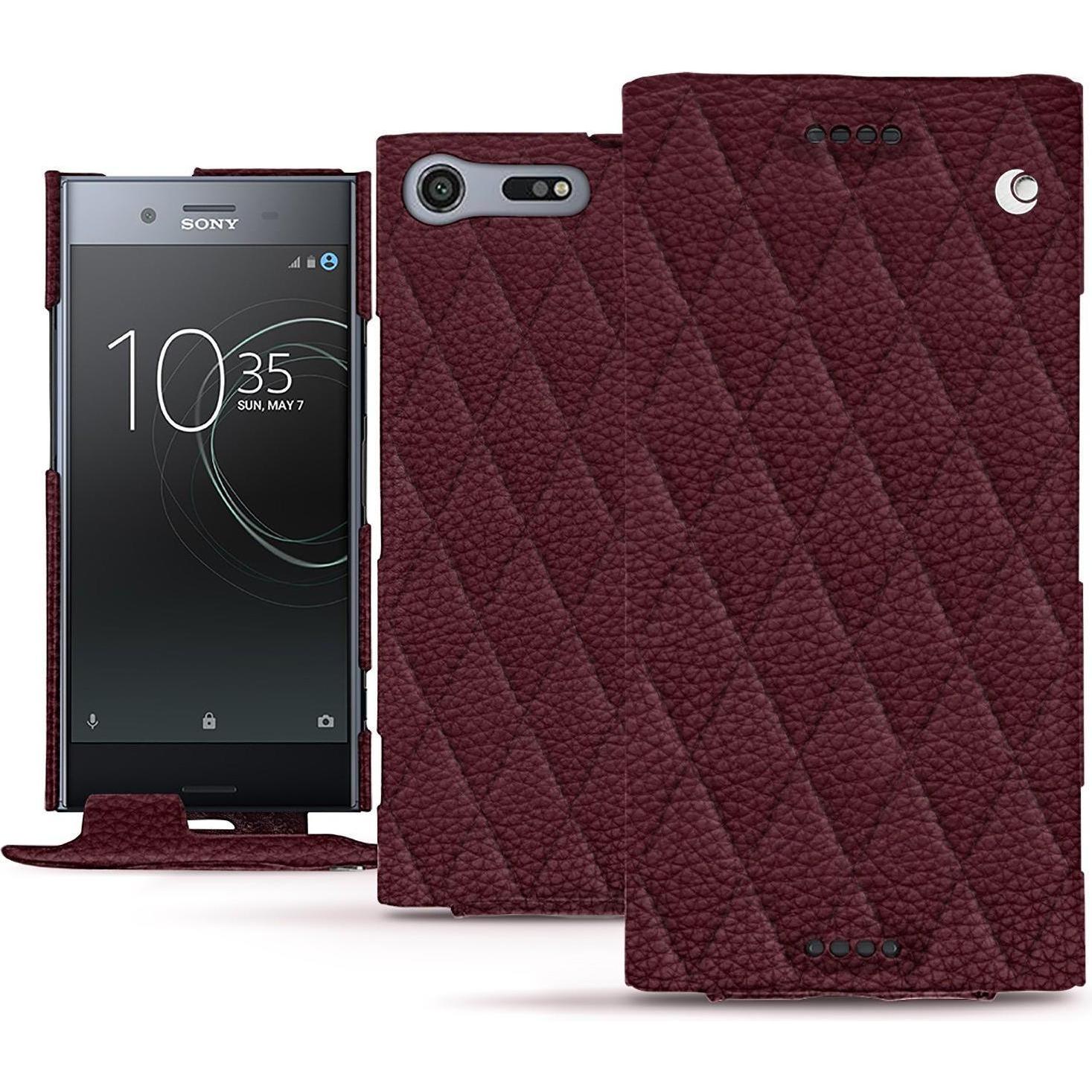 Noreve Lederschutzhülle vertikal (Sony Xperia XZ Premium), Smartphone Hülle, Violett