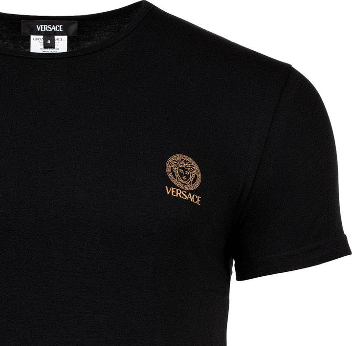 Actual product image Versace T-Shirt Short Sleeves Round Neck Jersey Topeka Bi-Stretch Cotton Organic New Logo (XXL)