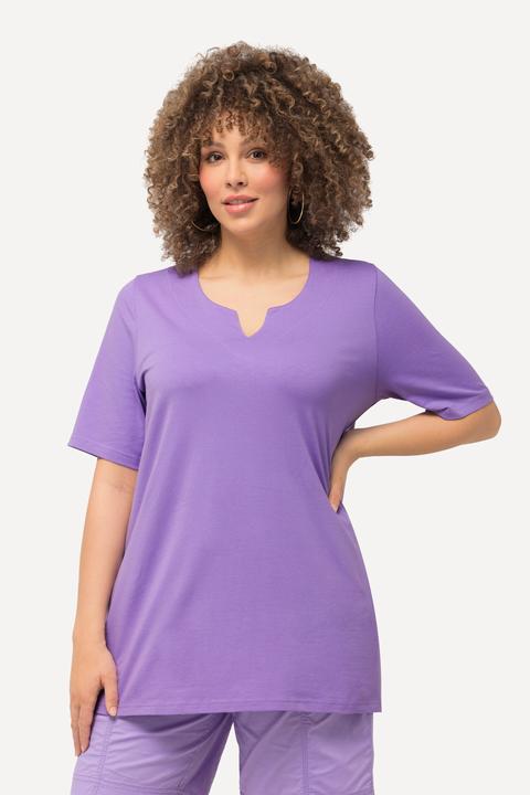 Immagine prodotto Ulla Popken T-shirt dal taglio svasato con scollo a tunica e mezze maniche (42, 44)