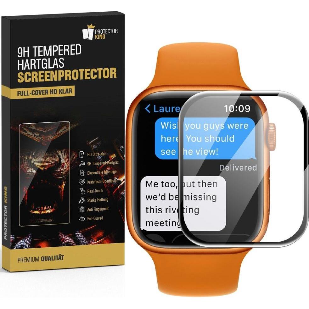 Protectorking 4x echtes Tempered 9H Panzerhartglas 3D KLAR, Smartwatch Schutzfolie