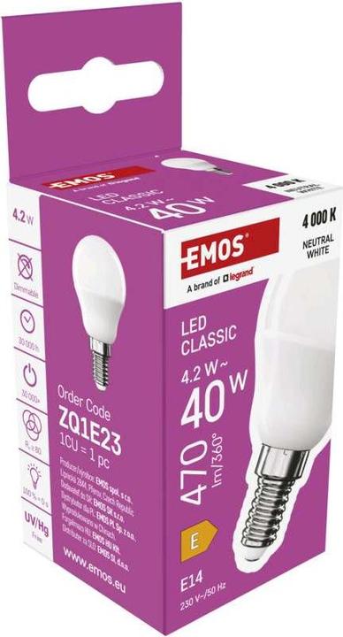 Image du produit Emos Lampe LED Classic Mini Globe / E14 / 4,2 W (40 W) / 470 lm / Blanc neutre (E14, 470 lm, 1 x)