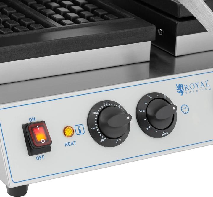 Produktbild Royal Catering Doppel-Waffeleisen belgisches Waffeleisen Waffelmaschine rechteckig 2 x 1.500 W