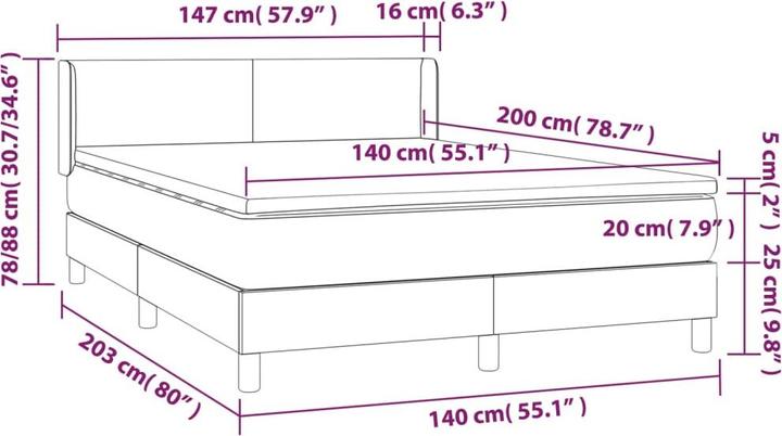 Image du produit vidaXL Boxspringbett (140 x 200 cm)