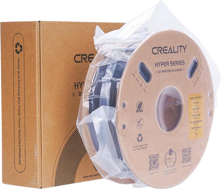 Image du produit Creality Filament PLA Hyper, noir, 1.75 mm, 1 kg (PLA, 1.75 mm, 1000 g, Noir)
