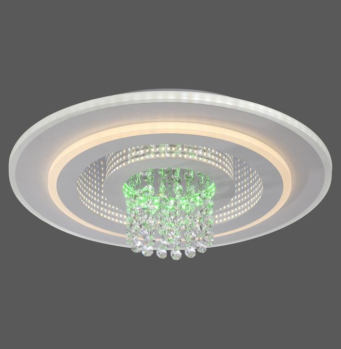 Actual product image Just Light Deckenlampe TOLAGO RGB Kristall Prismen weiss, dekorativ Lichteffekt RGB (2800 lm)