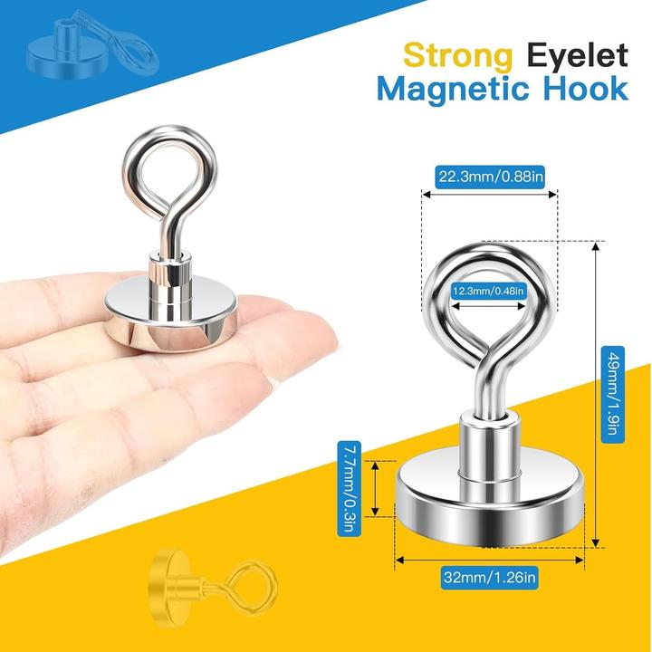Produktbild Swissdetector Sehr starke Ösenmagnete - 35 kg - Ø 32 MM ( X1 )