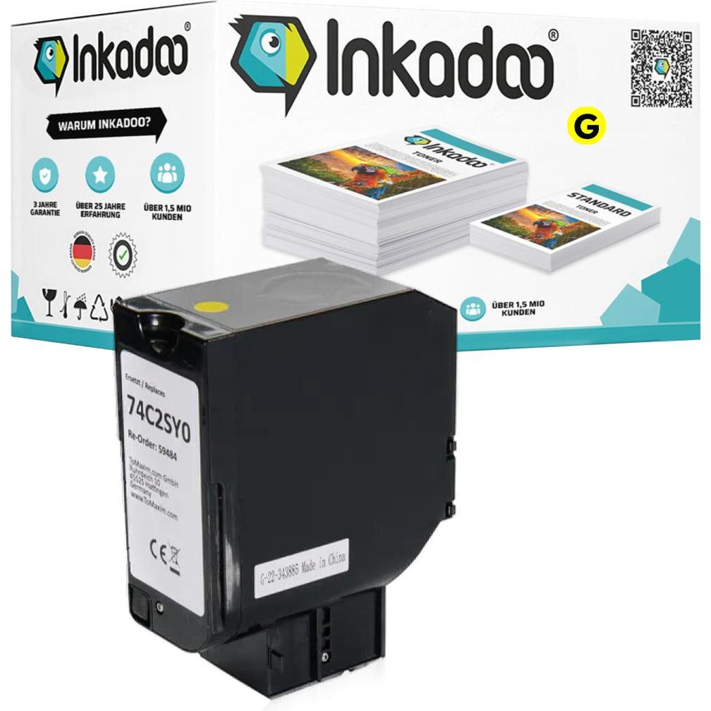 Inkadoo, Toner, Toner kompatibel mit Lexmark 74C20Y0 Toner