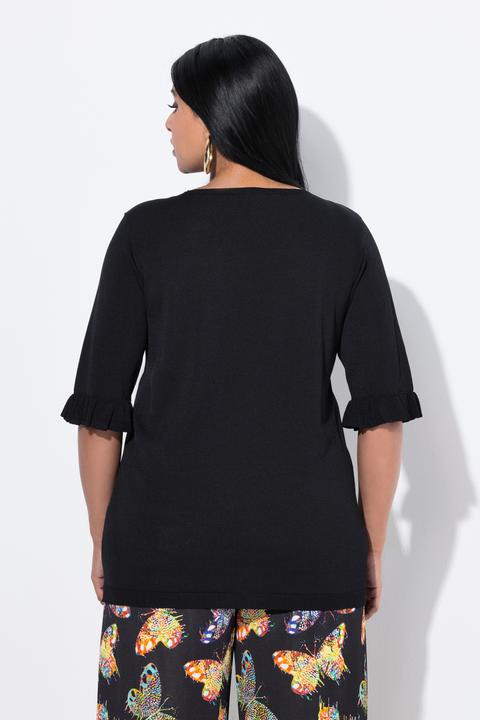 Produktbild Ulla Popken Pullover, V-Ausschnitt, Rüschen-Halbarm (58)
