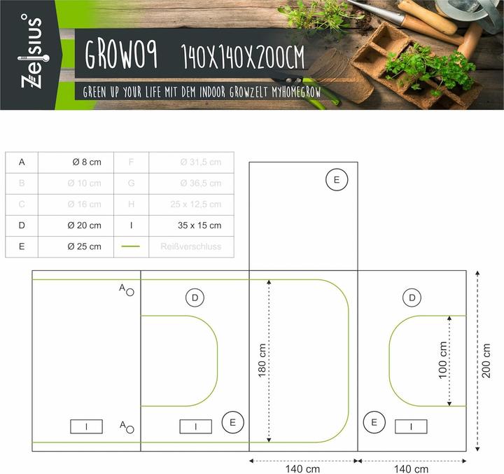 Immagine prodotto Zelsius Growzelt MyHomeGrow (140 x 140 x 200 cm)