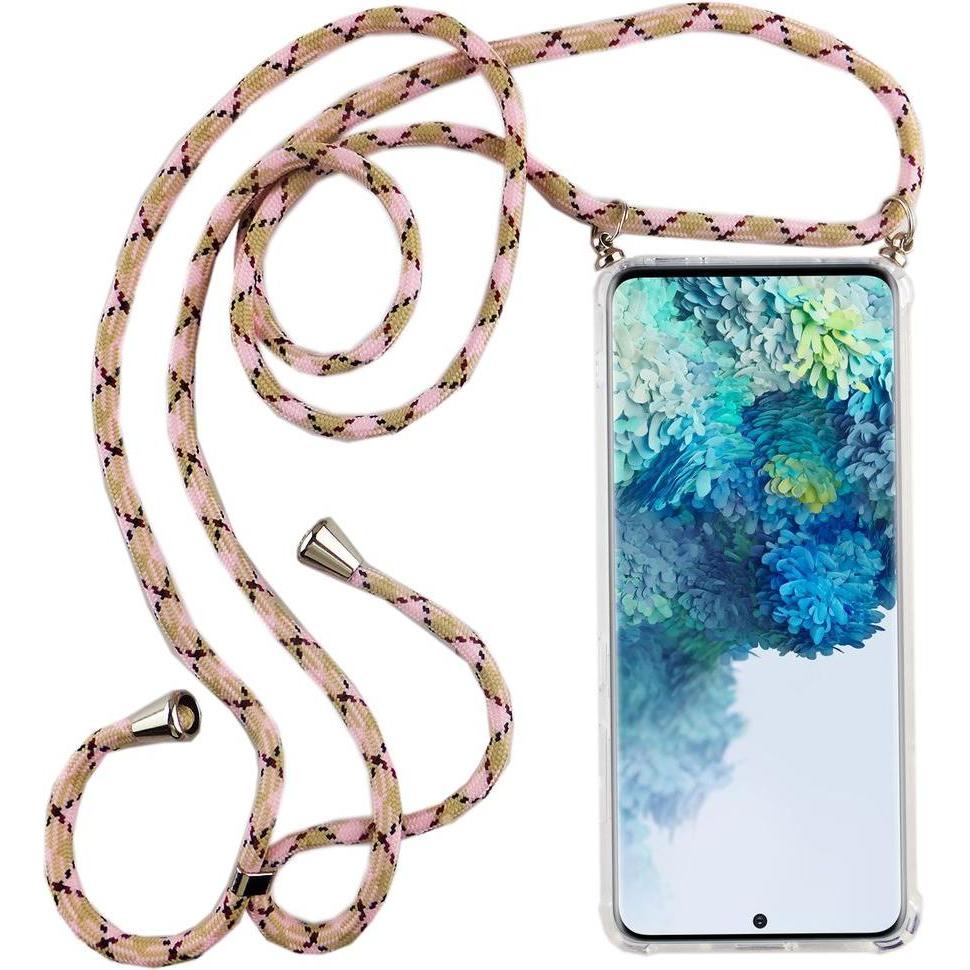 König Design Handykette für Samsung Galaxy S20 Plus Band Case zum umhängen Kordel Etui Rosa, Handykette, Transparent